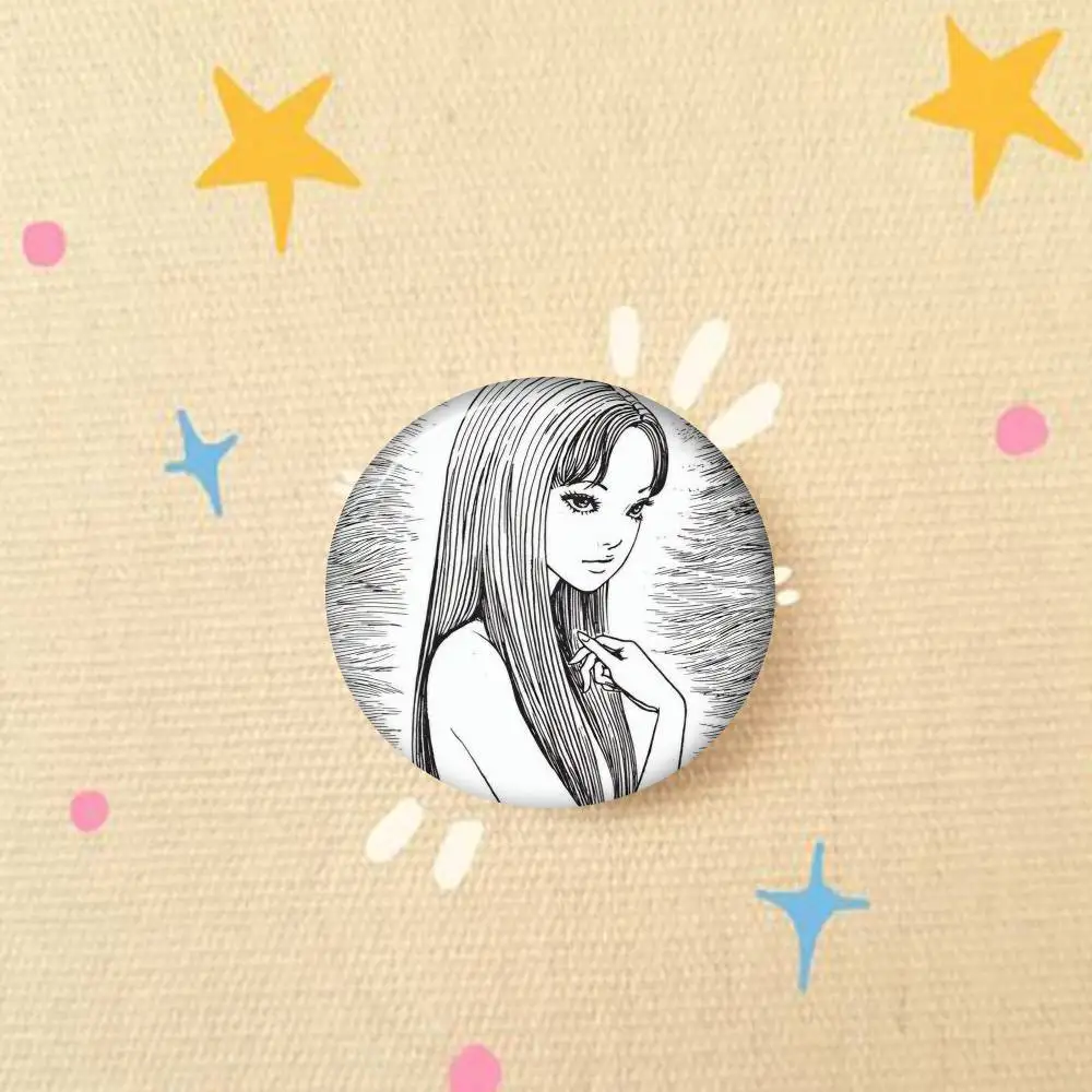 Junji Ito Horror Manga Cute Anime Figure Handmade Tinplate Brooch Badge