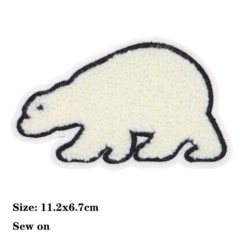 Cute Chenille Bear Superhero Girl Polar Bear Boy Towel Embroidered icon Iron on Patch DIY Strip Patchwork Sticker Custom Badges