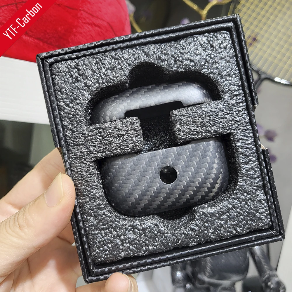 

Матовый черный углеродный чехол YTF-carbon для AirPods 3, Беспроводная зарядка, Bluetooth наушники, кожаный чехол для AirPods 3
