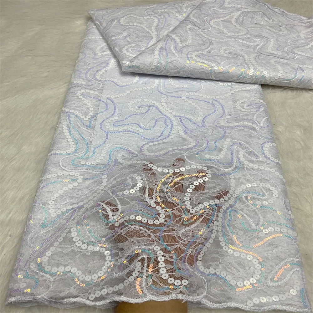 

2022 Latest French Laces Fabric 5 Yards High Quality African Tulle Laces Fabric Nigerian Fabric For Wedding Party Dresses fy-150