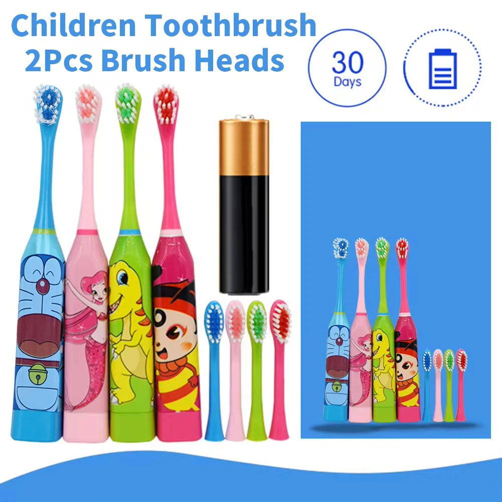 Children Electric Toothbrush with Replaceable Head Cartoon Patterns IPX7 Waterproof