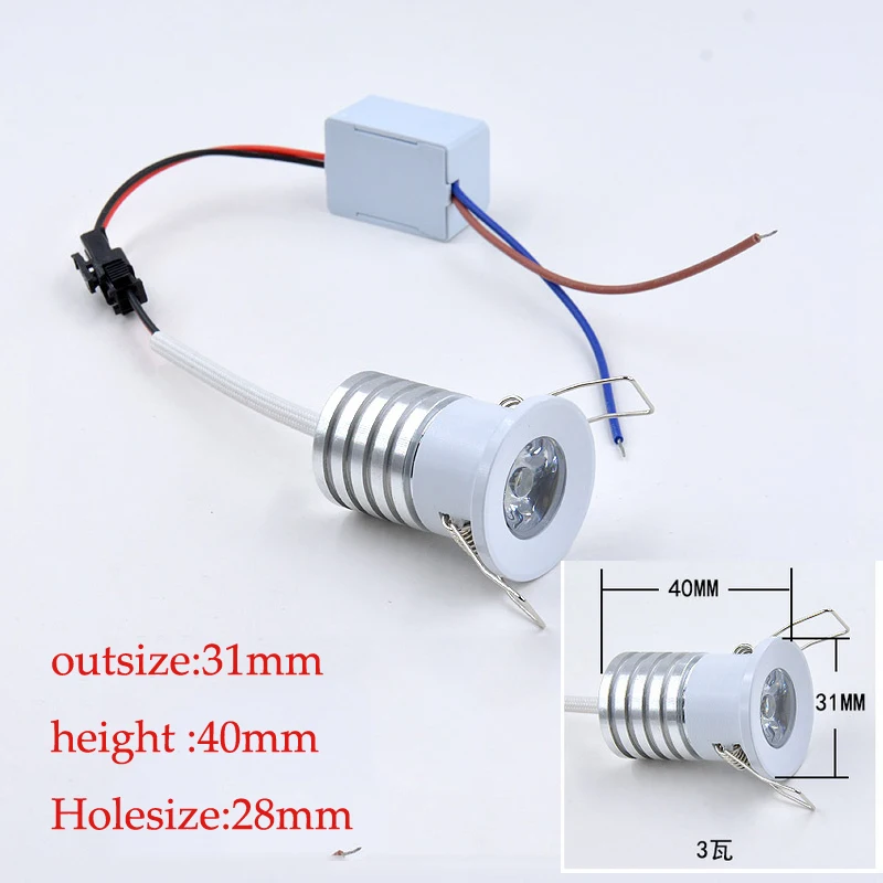 LED Downlight Recessed Ceiling Spotlight Ceiling Lamps for Dimmable 3w Energy-Efficient Recessed Downlight Aluminum COB Home Office Store Spot 28mm Hole