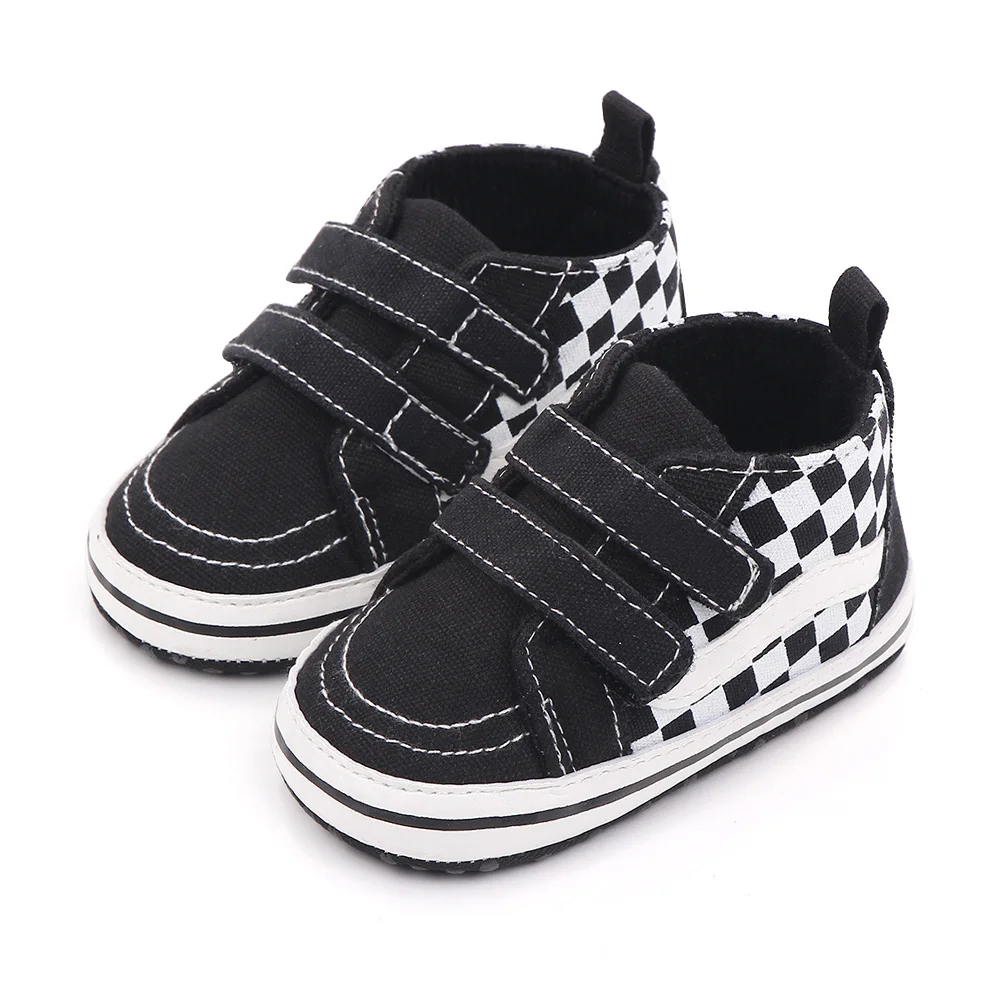 Baby Boy Shoes Checkerboard Print Casual Canvas Soft Sole Newborn Walker Crib Shoe Unisex 2