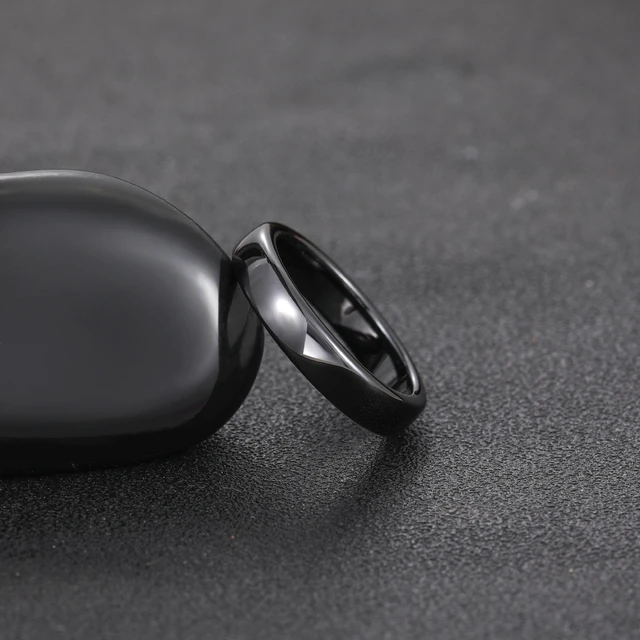 TIGRADE 2/4/6mm bague en céramique noire poli hommes femmes bagues de mariage bande de fiançailles femme bague anti-rayures grande taille 4-14