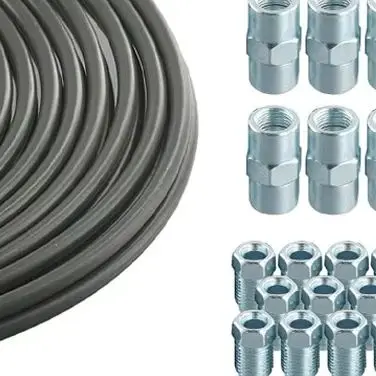 1 Set Brake Line Kit 5m 3/16" (4.75mm) Steel- Plated- PVF Brake Pipe- Hose Lines Piping Tubes Tubing Anti-Rust Replacement Part
