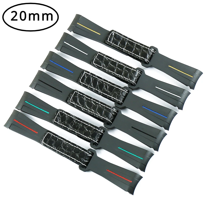 Cinturino In Gomma Per Uomo E Donna Accessori Per Orologi Per Rolex Submarine Ditona Yacht Gmt 20Mm Cinturino In Pelle