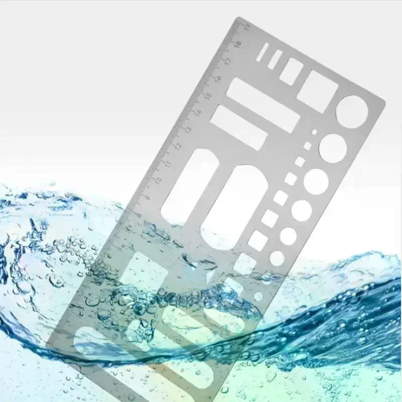 기하학적 자형 패턴 플래너 스틸 자 다기능 속이 빈 스테인레스 스틸 금속 드로잉 및 낙서용 자 일상용