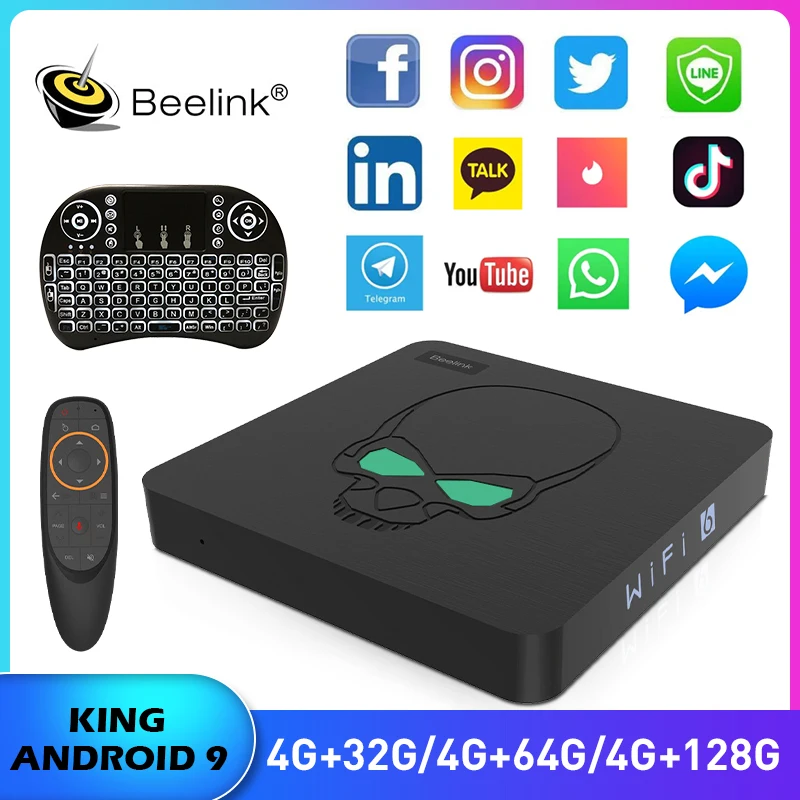 ТВ-приставка Beelink GT-King 4K Android 9 0 WiFi 6 Amoglic S922X голосовое дистанционное управление 64