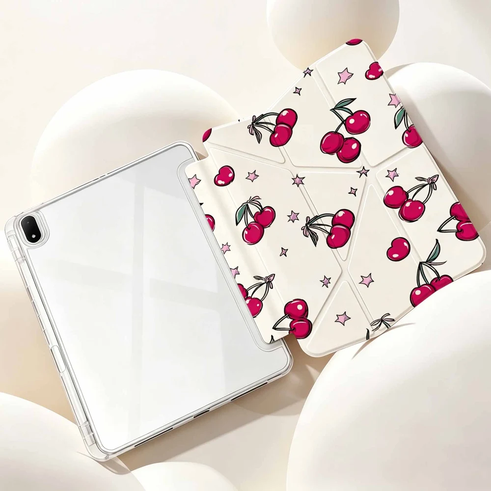Cherry Bow Design Tablet Case with Pen Slot - Protective Cover