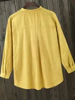 Plus Size Shirts Women's Cotton Tops Mujer Office Long Sleeve New Korean Loose Casual Vertical V-neck Shirts Top Blusas De Mujer - Image 2