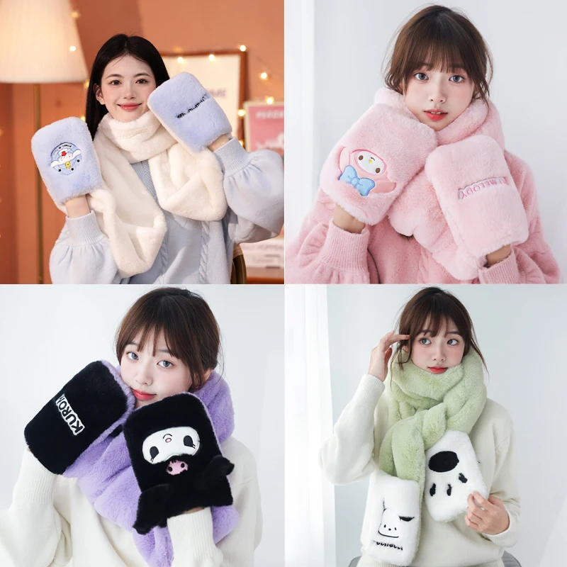 

Kuromi Sanrios Keep Warm Scarf Anime Autumn Winter Lengthen Kawaii Girly Heart Cartoon Keep Warm Scarf Long Style Girl Gift