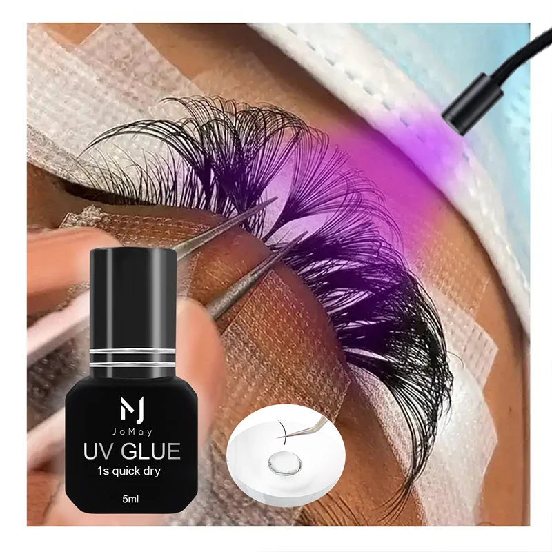 UV Eyelash Glue Waterproof Cosmetic Glue Eyelash Extension Products Dry Quickly 1 Second Lasting 100 Days UV Glue 5ml for Lash 5