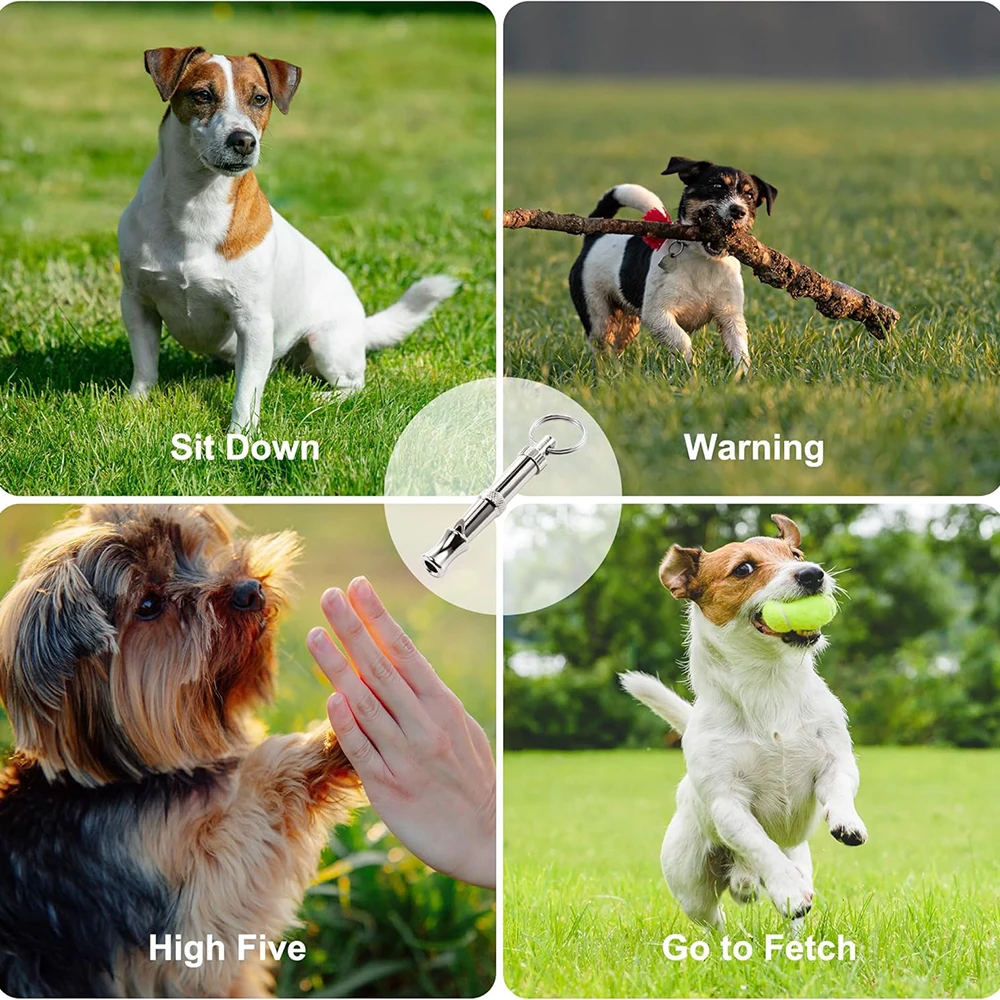 2Pcs Pet Supplies Adjustable Ultrasonic Dog Whistle Portable Treble Frequency Stainless Steel Pet Professional Training Whistle