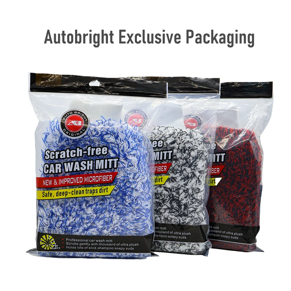 AUTOBRIGHT Car Wash Mitt Cleaning Polishing Gloves Blue Red Black Double Sided Microfiber Auto SUV Truck Cleaning Accessories car cleaning gloves,microfiber car mitt,microfiber cleaning gloves,microfiber washing gloves,microfiber gloves