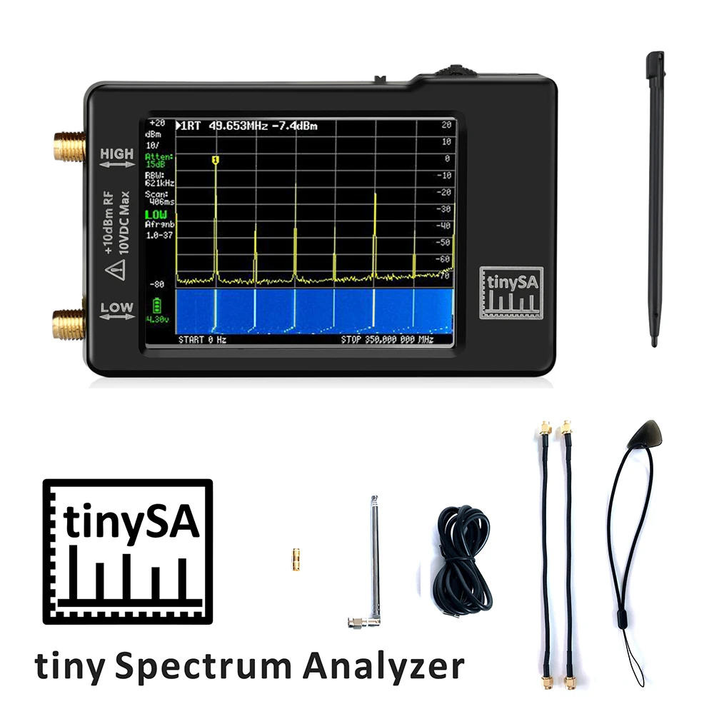 Upgraded Hand held tiny Spectrum analyzer TinySA 2.8" display 100kHz to 960MHz with ESD proteced