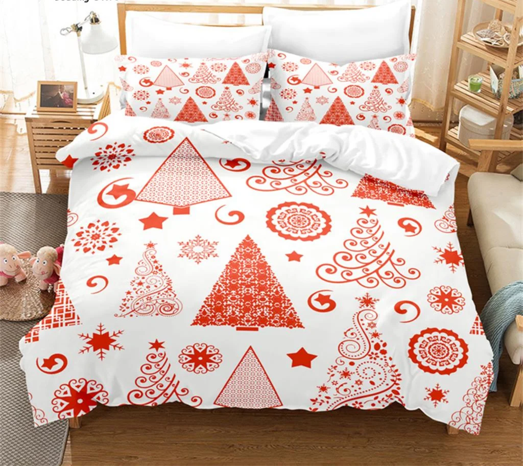 

Christmas Snowman,Tree Bedding Set,3Pcs Duvet Cover Set,Soft Comfortable Breathable Duvet Cover,For Bedroom Guest Room Decor