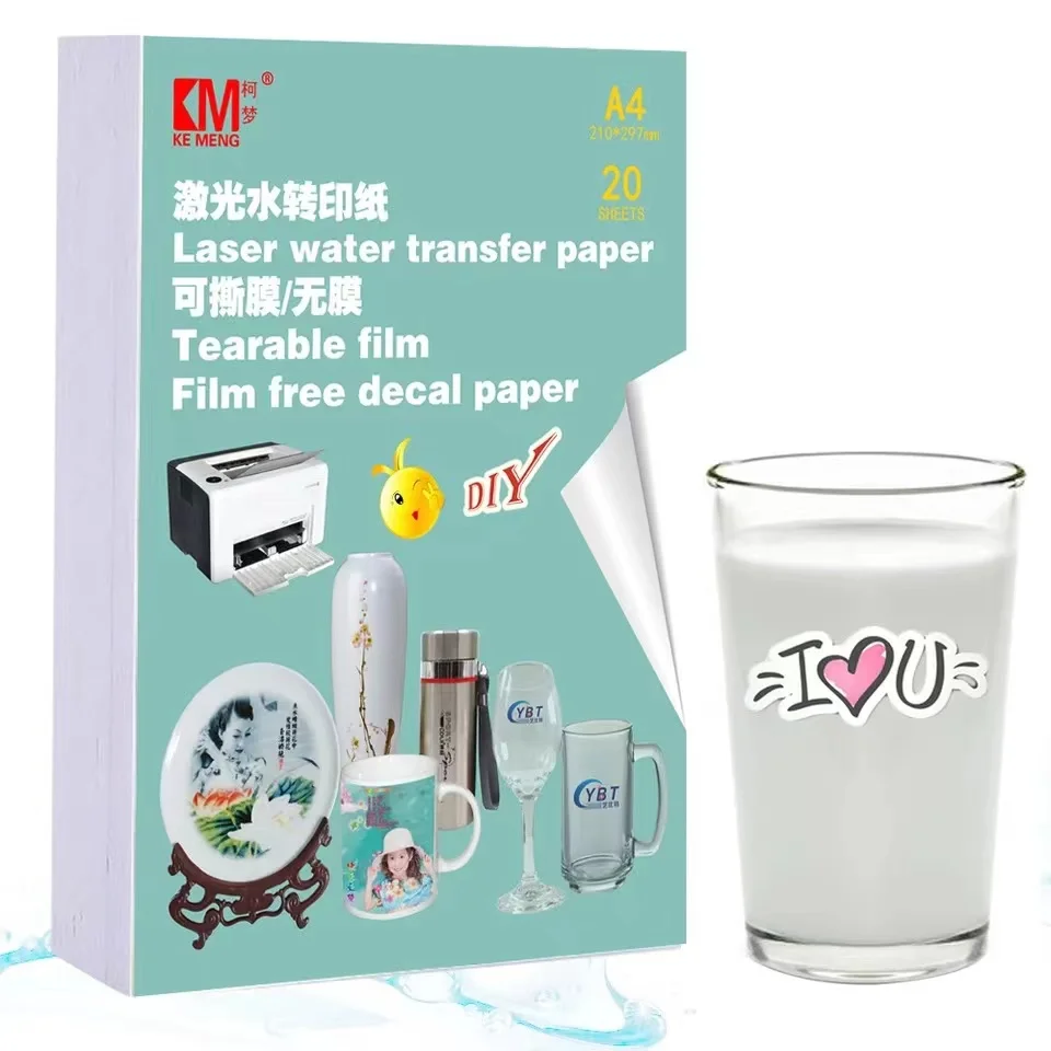 A5 A4 필름 프리 레이저 프린터, 워터 슬라이드 데칼 용지, 투명 워터 슬라이드 인쇄 전사 시트, 세라믹 유리 목재 DIY용