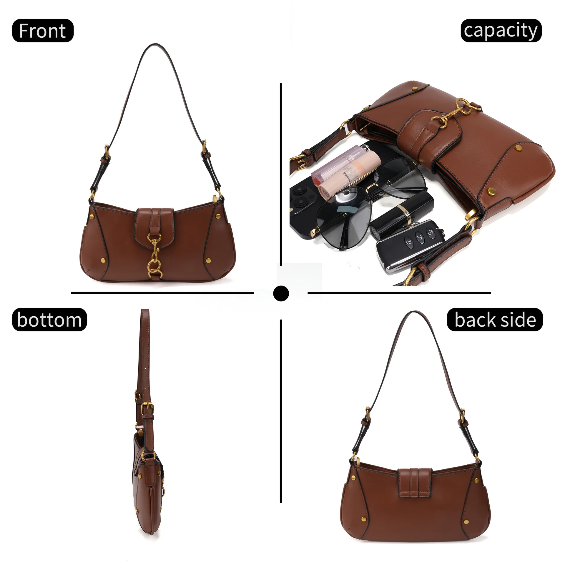 French Stylish New Women's Handbag Trendy Quality Leather Fashionable Shoulder Bag Versatile Single Strap Square Shape Bag