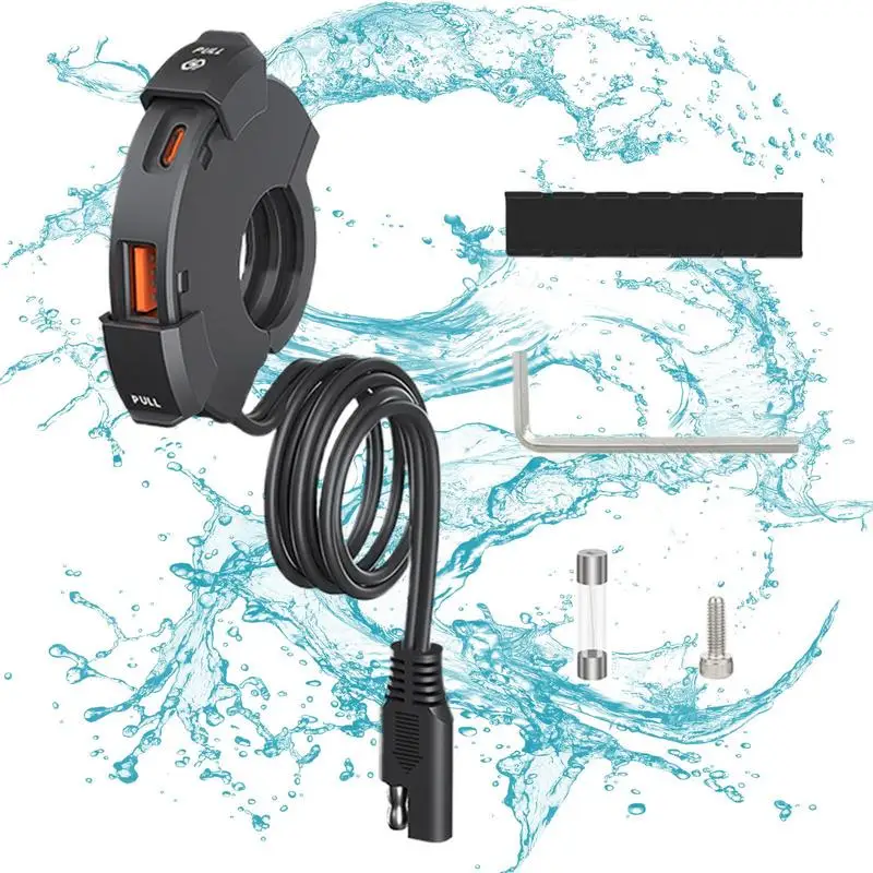 Waterproof 12V Power Supply Adapter SwitchVoltmeter Socket Moto Phone Charger Motorcycle USB Charger Flexible Type C Charging