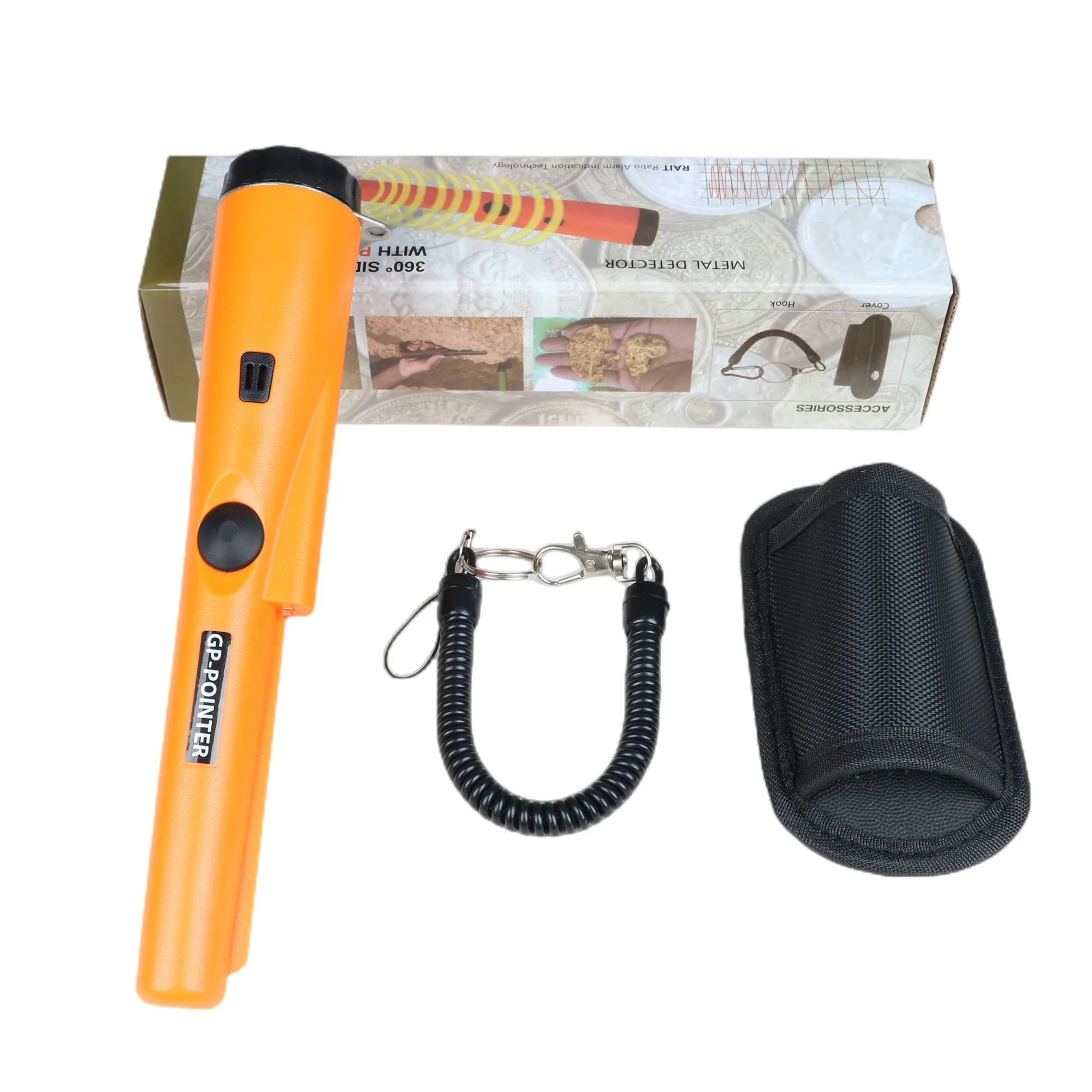 Partial Waterproof Metal Detector Pinpointer,Handheld Convenient Pin Pointer Wand with Holster, 360°Scanning Locating Gold  Coin 5