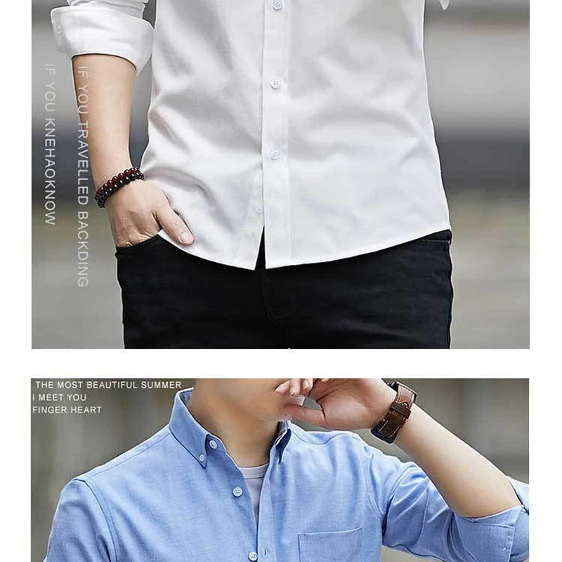 Spring Autumn New Solid Color Fashion Long Sleeve Shirt Man High Street Casual Button Cardigan Slim England Cotton Office Tops