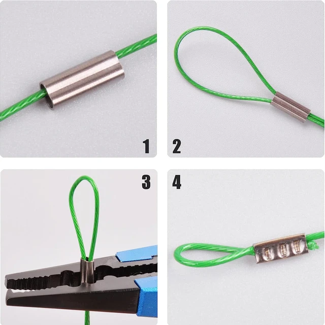 500PCS Copper Double Barrel Crimp Sleeves Fishing Line Connector Fishing  Wire Leader Rigging Tackle Size 1.4mm-2.6mm