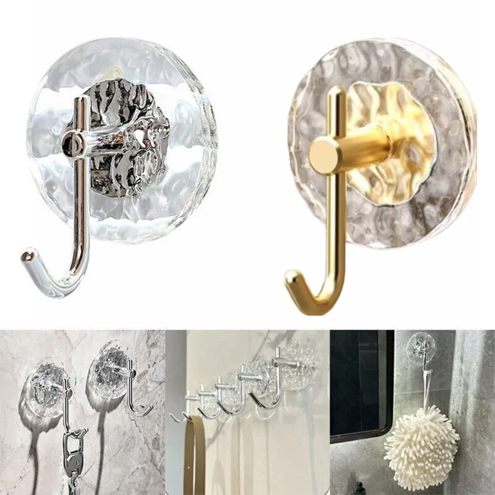 

2Pcs/4Pcs Acrylic Wall Hooks New Self Adhesive Transparent Towel Holder Glacier Texture Punch Free Bathroom Hanging Bathroom