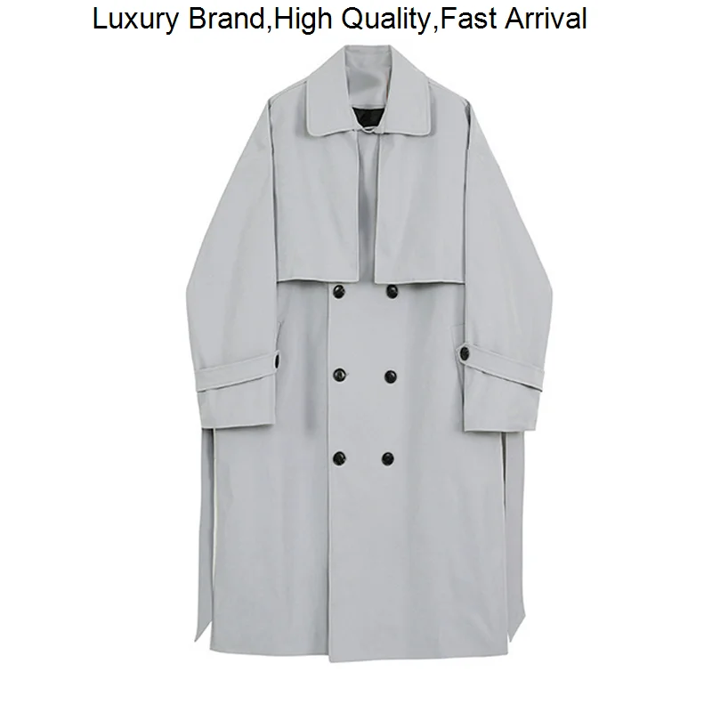 

2023 Autumn Trench Coat Korean Windbreaker Harajuku 's Medium Casual Trend Handsome Loose Man Overcoat Clothes For Men