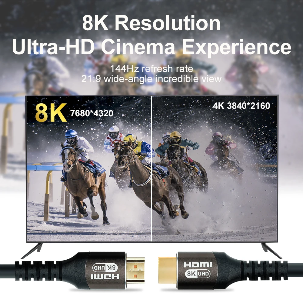8K HDMI 2.1 Cable 48Gpbs HDMI Splitter 8K/60HZ 4K/120HZ For Xiaomi Laptop TV Box Projector Monitor PS5 Sync Box eARC Dolby hdmi cable hdmi splitter converter