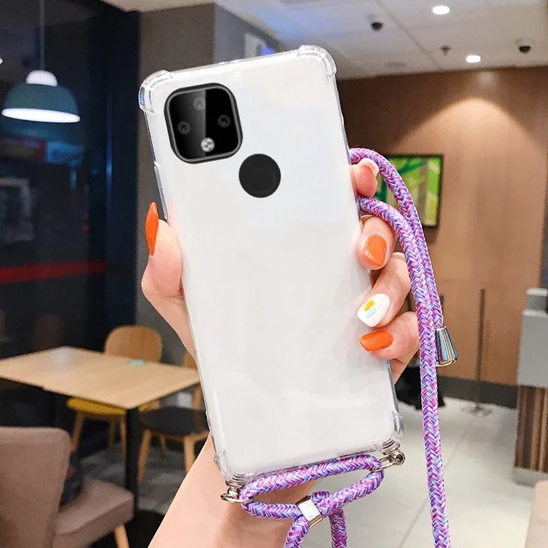Shockproof Transparent Silicone Crossbody Lanyard Case - Soft Cover