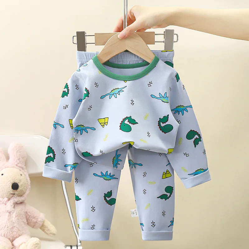 Spring Autumn Velvet Children Home Clothing Set Long Sleeve Warm Sleepwear T-shirts Pants Two-piece Set Girls Babies Loungewear 5