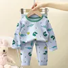 Spring Autumn Velvet Children Home Clothing Set Long Sleeve Warm Sleepwear T-shirts Pants Two-piece Set Girls Babies Loungewear 5