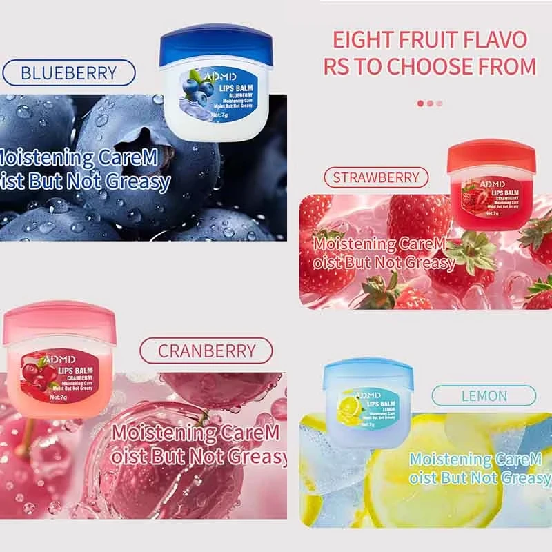 4/8pcs Fruit Series Lip Balm Set Moisturizing Refreshing Non-sticky Anti-Cracked Vaseline Lip Balm for Lips Skin Care 6