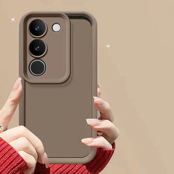 Frosted Shockproof Matte Anti - Drop Soft Shell Protective Phone Case for Vivo Y04 4G (Tyjt brown)