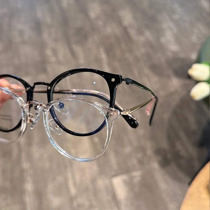 MOMOJA Ultra Light Retro Round Frame Gold Glue Titanium