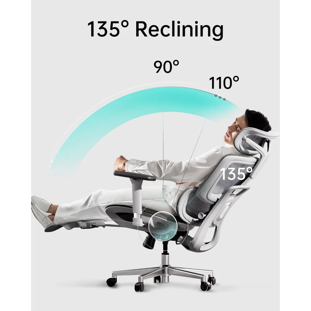 Ergonomic Office Chair with 3D Adjustable Armrests, Adjustable Lumbar Support High Back for Computer Chair, Big and Tall Mesh 6