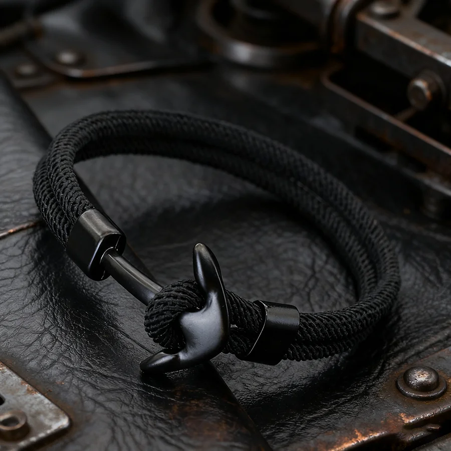 Handcrafted Nautical Rope Anchor Bracelet for Men