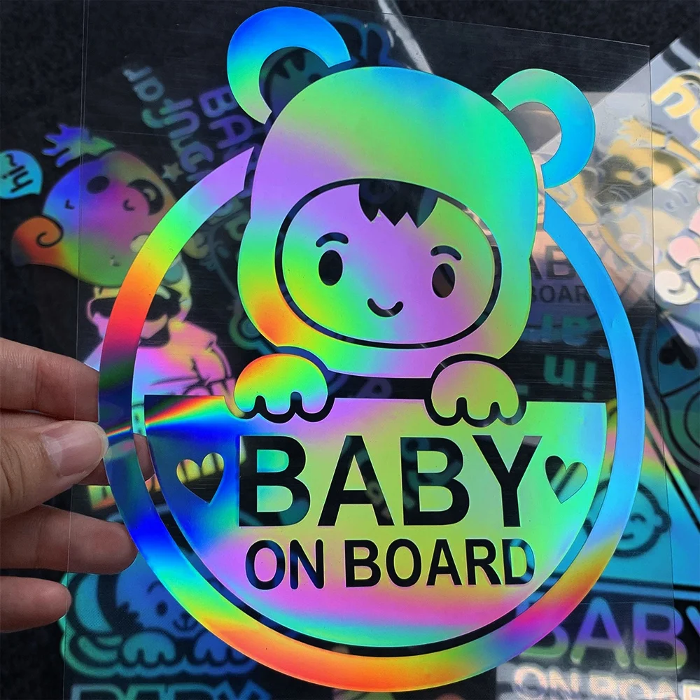 Baby in Car Baby on Board Motorcycle Car Styling moto bike Reflective Sticker Decal Waterproof 18cm Height