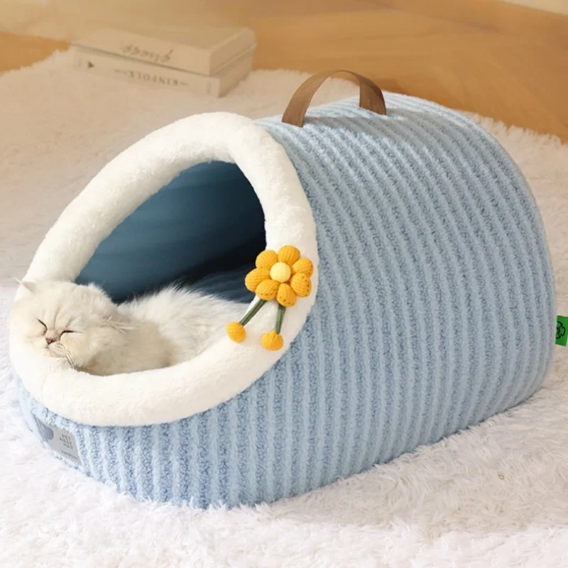 

Enclosed Warm Dog House Soft Pet Bed Tent House Dog Kennel Cat Bed with Removable Cushion Suitable for Small Medium Large Pets