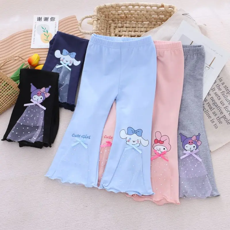 

Sanrio Kawaii My Melody Anime Kuromi Flared Pants Cinnamoroll Cute Cartoon Comforts Children Casual Pant Kids Gift