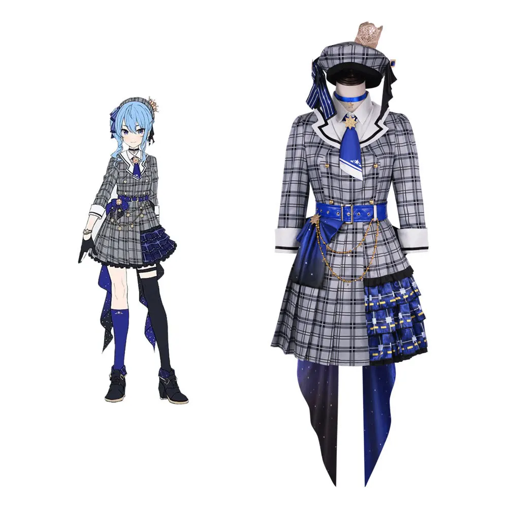 

Vtuber Hoshimati Suisei Cosplay Anime Hololive Girl Dress Uniform Cosplay Costume Halloween Purim Party for Women