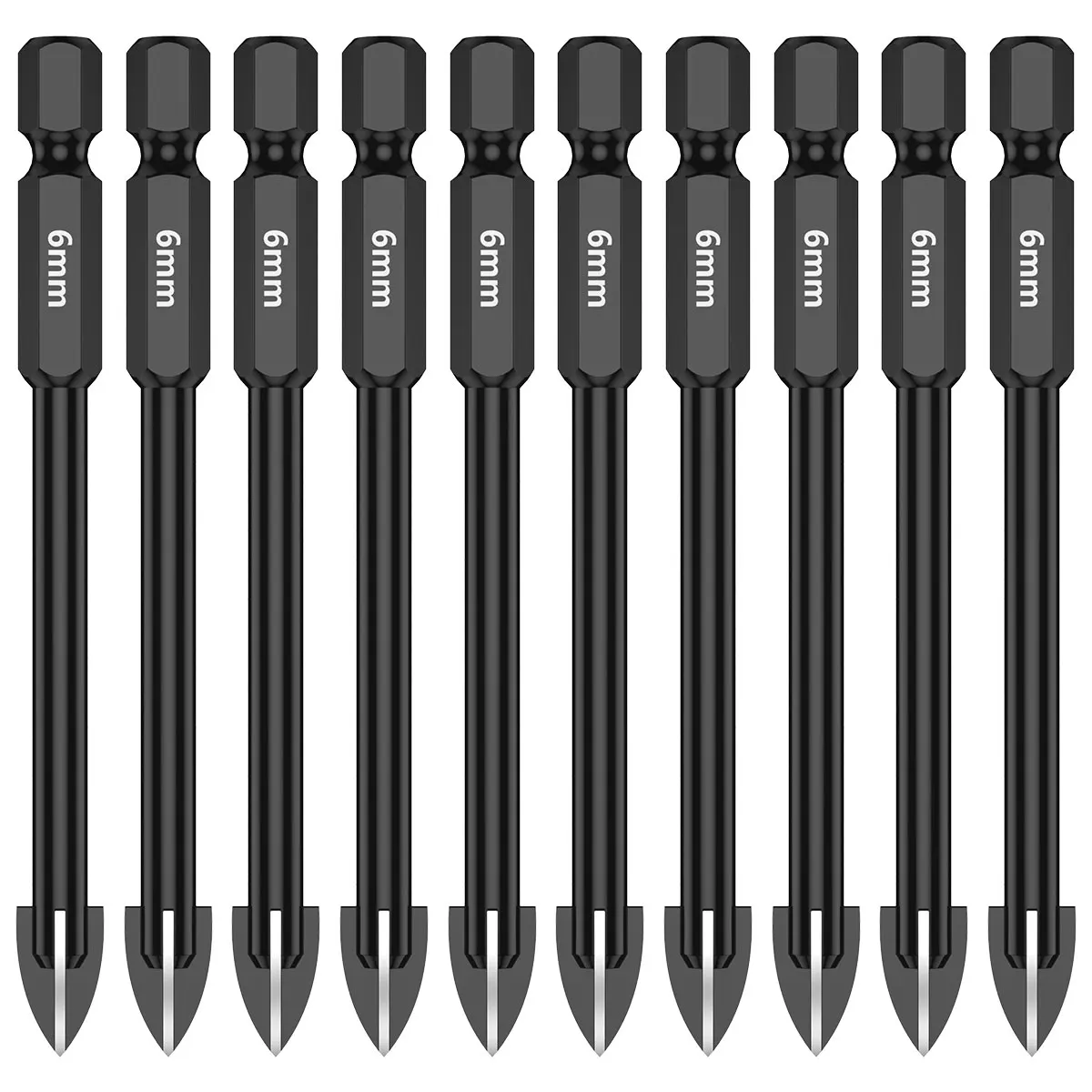 10Pcs Cross Hex Drill Bit Set For Tile Porcelain Glass Mirror Multifunction Tile Porcelain Drill Bit Kit Tool Carbide Drills 10pcs drill bits hex 74mm length 6mm diameter tungsten carbide multifunction tile porcelain drill bit kit tool carbide drills