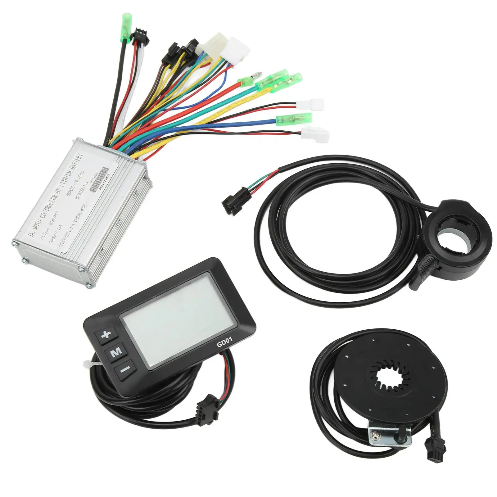 전기 자전거 변환 키트, LCD-GD01 패널 및 썸 스로틀 메탈 하우징 포함, 350W 모터용