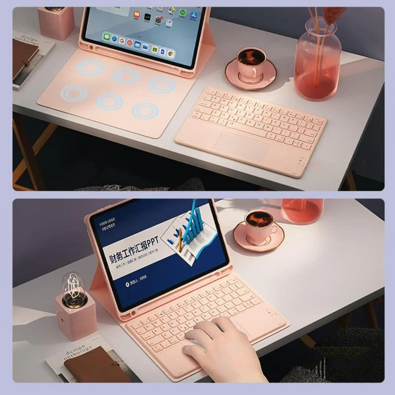 Enhanced Touchpad Keyboard Case with Foldable Smart Cover