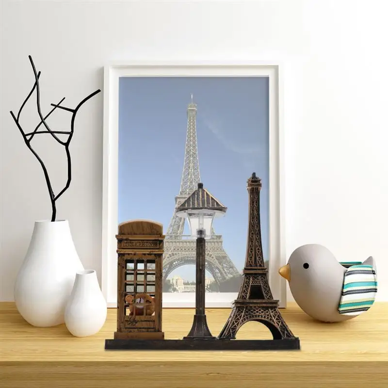 Description Picture 4 of itemTower Eiffel Light Lamp Night Paris Decor Desktop Booth Statue Table Figurine Telephone Desk Street Ornament Decorative Retro