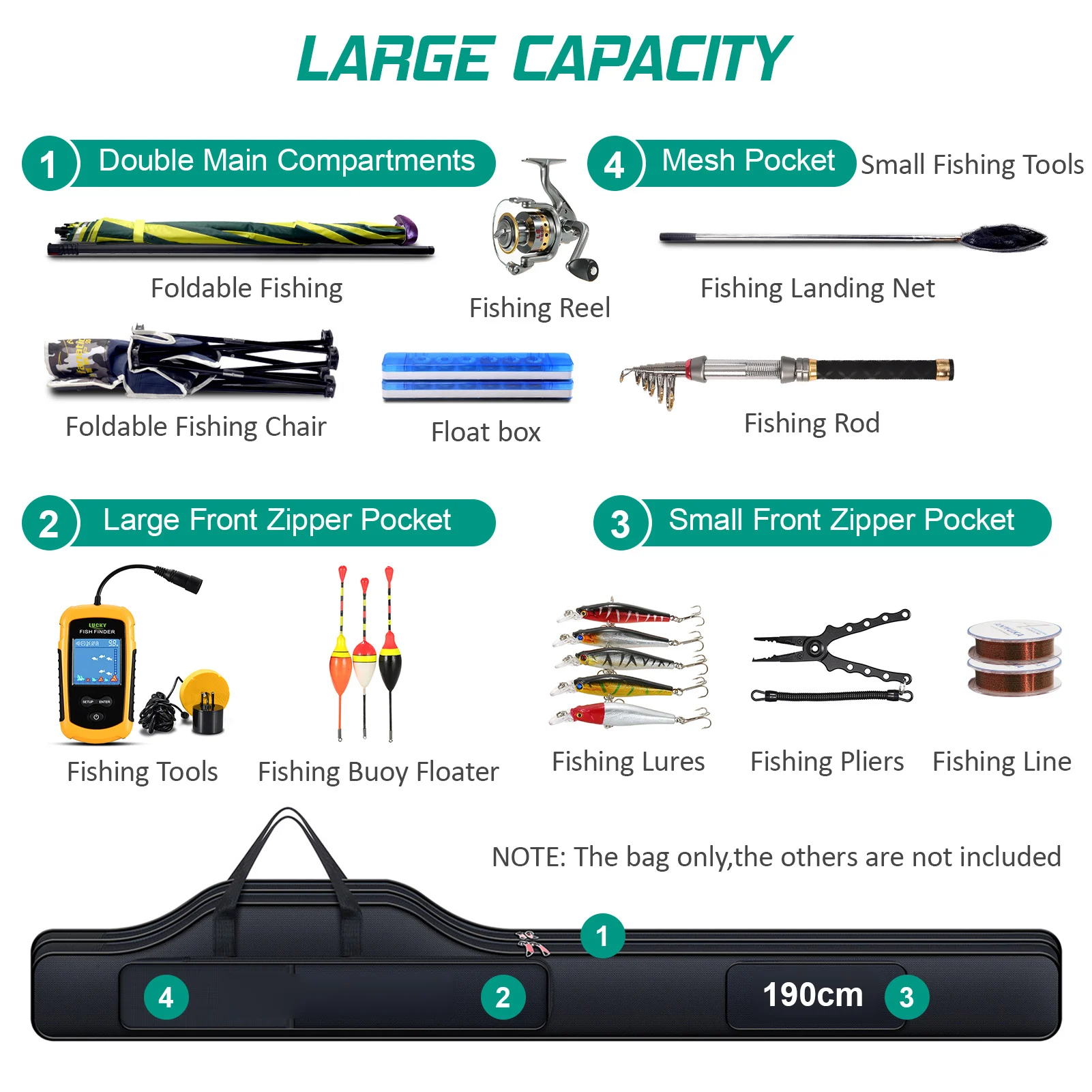 Sac pliable ultra-portable pour canne pêche 200cm - Étui léger avec stockage extensible pour voyage