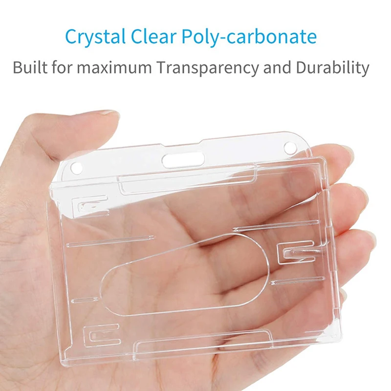 1Pc Transparent Card Sleeve Multi-use Hard Plastic Badge Work ID Card Holder Clear Protector Cover Double Sided ID Card Pouch