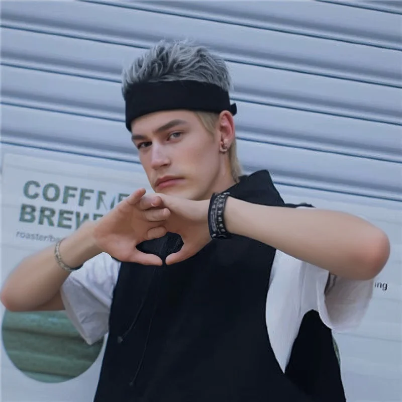 Novelty Hair Wig Cap Durable Knitted Skull Cap with Faux Hair for Parties Cosplay Korean Style Breathable Trendy Toupee Hats