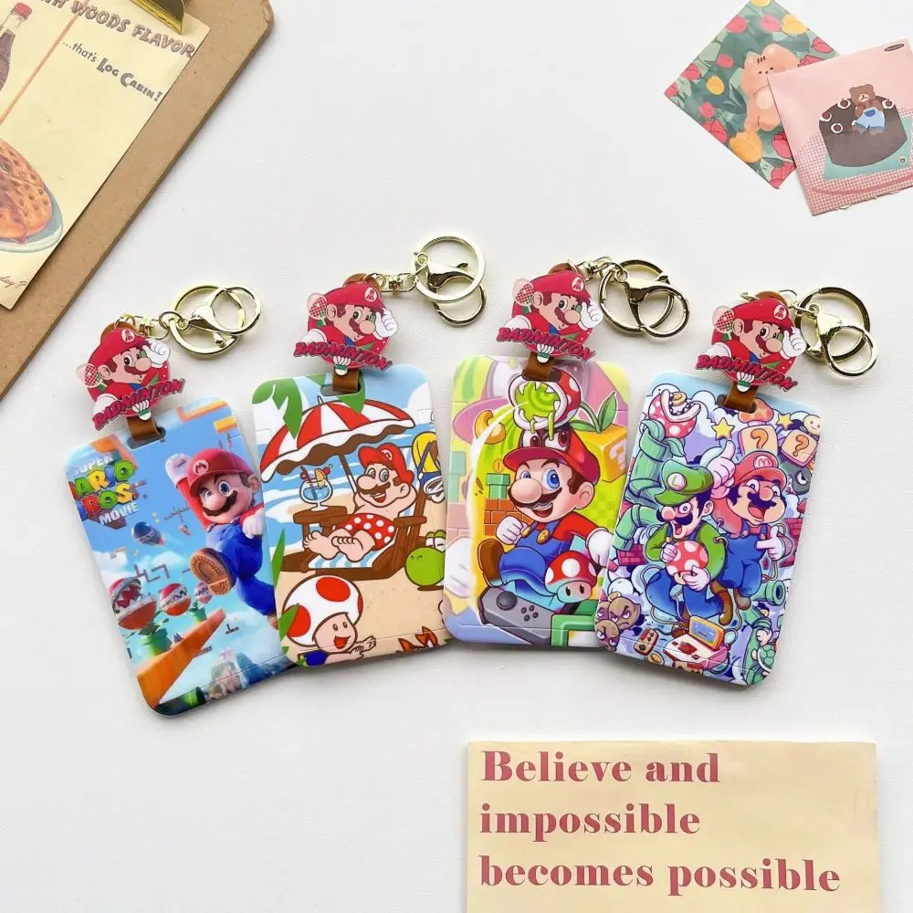 

Super Mario Student Easy-to-pull Card Bus Key Chain Pendant Work Bus Card Holder Plastic with Lanyard Retractable Buckle Student