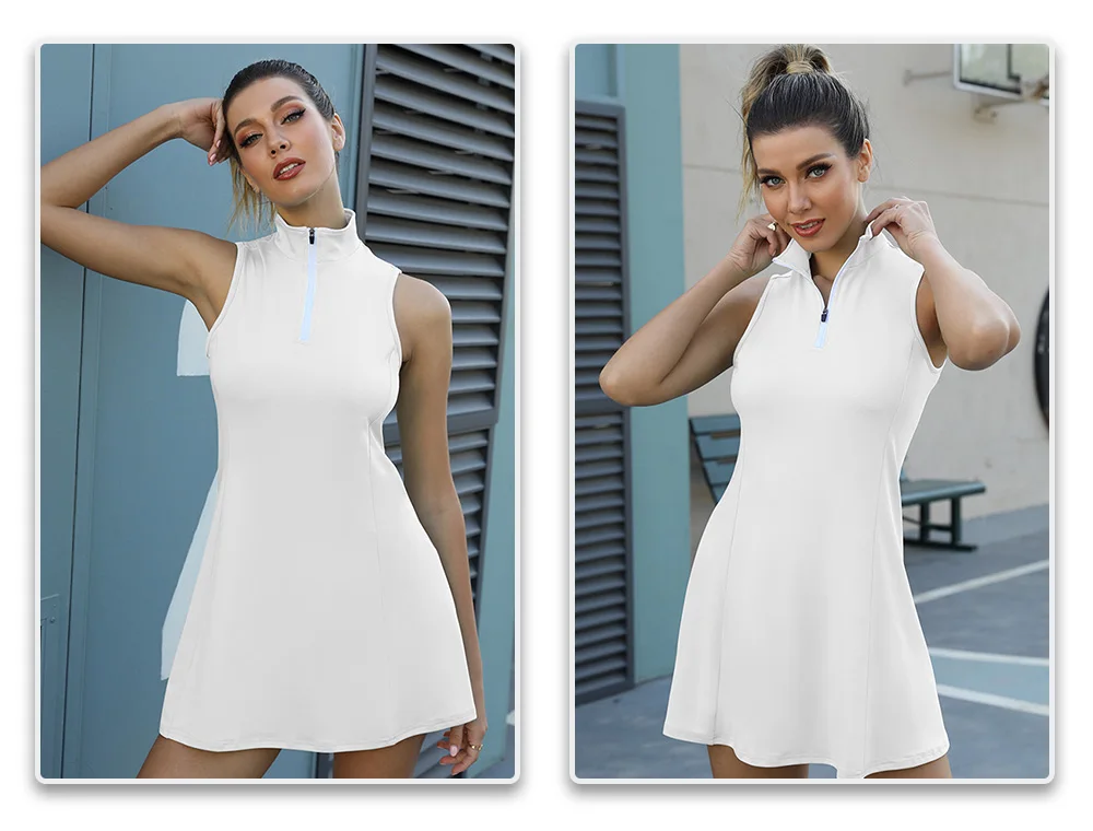 CUGOAO Tennis Dress Female Sleeveless Black Sport Dress Training Running Fitness Short Dress Female Golf Badminton Dress Suit